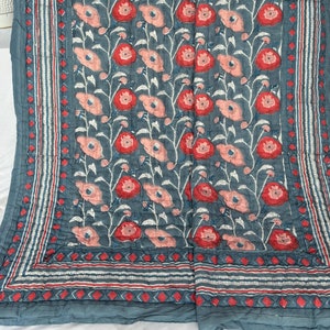 Sale On Quilt ! Indian Jaipuri Block Print Quilt Printed Reversible Razai Cotton Handmade Floral Quilt, Jaipuri razai, Bedspread Comforter