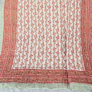 Indian Hand Block Printed Cotton Quilt, Jaipuri Reversible Quilts, Bohemian Soft Bedding Bedspreads, Vintage Floral Quilt, Queen Comforter