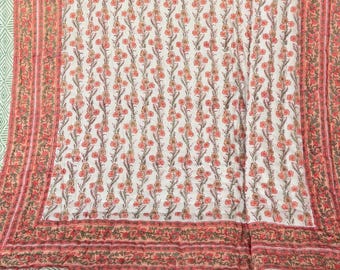 Indian Hand Block Printed Cotton Quilt, Jaipuri Reversible Quilts, Bohemian Soft Bedding Bedspreads, Vintage Floral Quilt, Queen Comforter