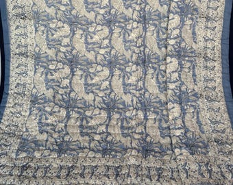 Hand Block Print Floral Quilt, Reversible Soft Cotton Quilt, Jaipuri Razai Comforter, Bedding Blankets