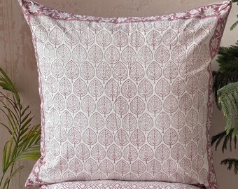 Indian Block Print Cotton Cushion Cover,  Reversible Floral Pillow Sham