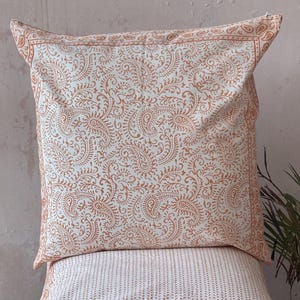 Hand Block Printed Cotton Cushion Cover Set: Reversible Floral Pillow Shams