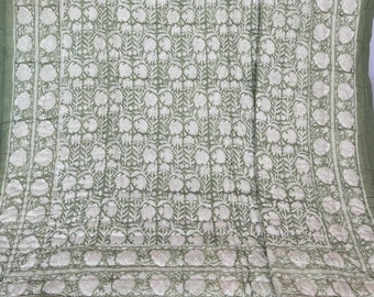 Anokhi Indian Block Printed Quilt, Reversible Cotton Quilt, Handmade Floral Quilt, Jaipur Famous Quilt, Vintage Blanket, Bedspread Comforter