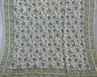 Hand Block Printed Quilt Handmade floral Cotton Quilted Quilt Cotton Blanket Handmade Bedspread, Queen Quilt, 100% Cotton Blanket Throw