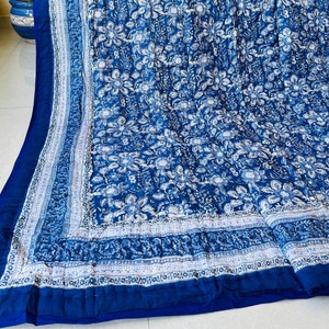 Indian Beautiful Reversible Quilts/Jaipuri Razai/Soft Quilt/Hand Block Print Quilt /Jaipuri Famous Quilt/Queen size Quilt