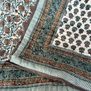 Hand Block Print Quilt, Indian Ethnic Bedding, Reversible Floral Quilted Throw, Luxury Bedding Quilt, Cozy Bedroom, Home Decor, Gifts