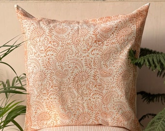 Block Printed Cushion Pillow Covers, Handmade Home Decor, Boho Chic Pillow Case, Floral Pattern, Unique Gift,  Cotton Pillow shams