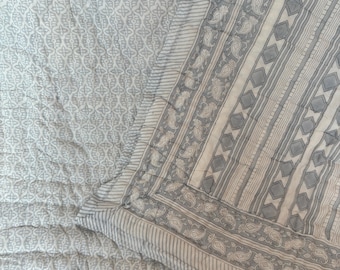 Anokhi Handmade Cotton Quilt, Jaipur Block Printed Cotton Razai, Queen Size Bedspread, Quilted Blanket
