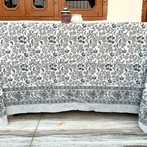 Indian Block Print Table Cloth, Handmade Cotton Table Cover, Floral Dinning Tablecloth, Party Decor Rectangle Tablecloth, Elegant Decoration