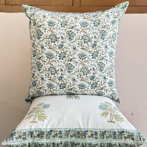 Block Printed Cotton Cushion Cover, Vintage Style Both Side Print Elegant Pillows, Stylish Pillow For Home Decor, Decorative Pillow Cover