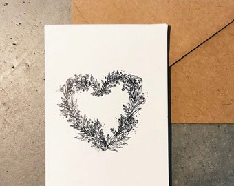 Flower Heart Hand Lettered Card