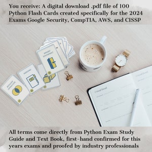 Python Flash Cards, PCEP Certification, Digital Download, CISSP, AWS, CISM, CompTIA, Developer, Programming, Computer Science, PCAP, Coding, IT Certification, Learn To Code, How To Code, Learn Python, Python Test Prep, Software Engineer, Programmer