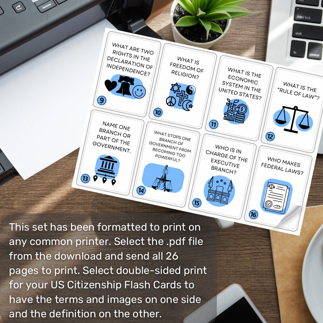 US Citizenship Flashcards, USCIS, 2025, Digital Download, US