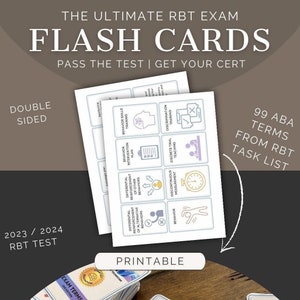 Flashcard per l'esame RBT, Stampabile, Certificazione di Registered Behavior Technician, Preparazione all'esame RBT, Certificazione RBT, Schede flash per l'esame Aba, Bacb