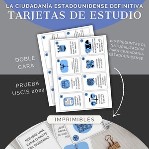 Spanish US Citizenship Flashcards, USCIS, 2024, Digital Download, US Immigration Flash Cards, American Citizenship Test, Tarjetas Estudio