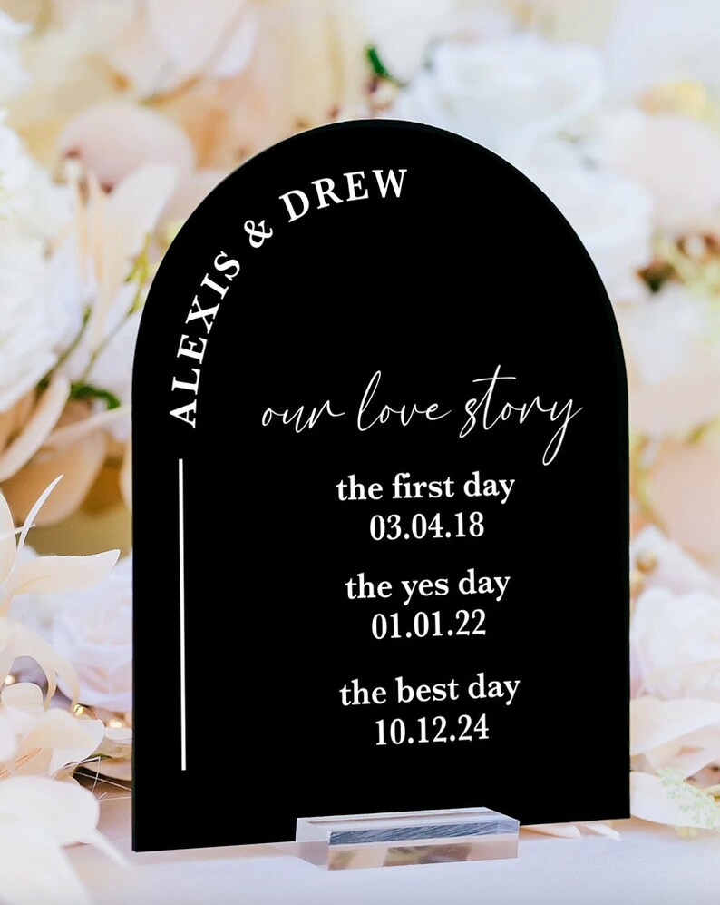 Timeline Wedding Sign, Ceremony Sign, Wedding Bar Sign, Custom Wedding Sign, 8 x 10 Acrylic Sign image 1