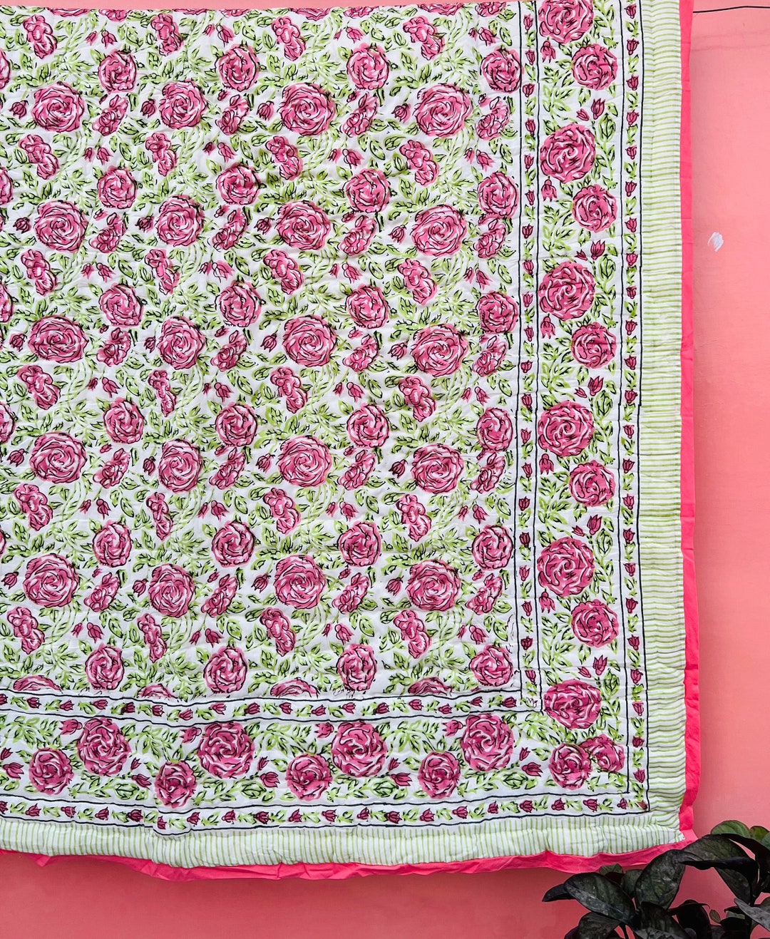 Anokhi Indian Jaipuri Block Print Quilt Printed Reversible Razai Cotton