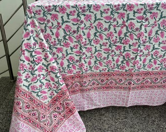 Block Print Tischdecke Rosa Floral Baumwolle Tischdecke Boho Esstisch Top Decor