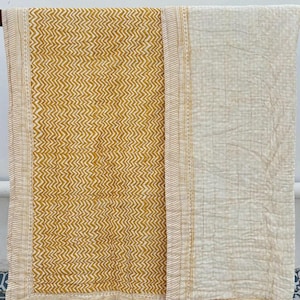 Block Printed Cotton Quilt, Reversible Floral Queen Size Comforter Quilts, Handmade Luxury Blanket