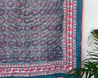 DreamhouseIndia Jaipuri Trapunta stampata a mano a blocchi, Piumino in cotone morbido leggero, Trapunta Jaipuri fatta a mano, Trapunta Kantha, Trapunta in cotone 100%