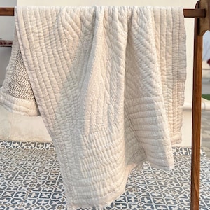 Indian Handmade Cotton Quilt,Hand Block Printed Quilt ,Reversible Soft Floral Bedding Cover, Cotton Bedspread Quilted Throw, Home Decor