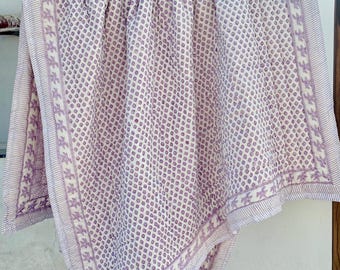 Jaipuri Hand Block Printed Cotton Quilt Vintage Handmade King Size Blanket Bohemian Floral Bedding
