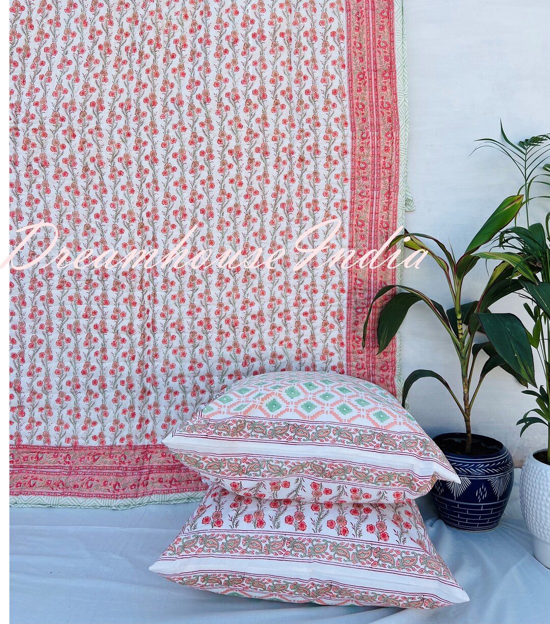 Anokhi Indian Jaipuri Block Print Quilt Printed Reversible Quilt Cotton