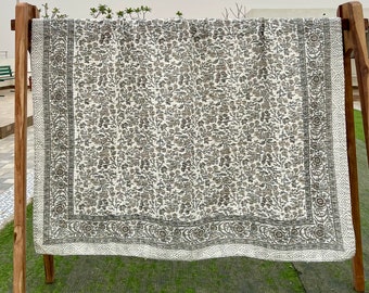 Kantha Stitch Pure Cotton Kantha Quilt /Sofa Throw Indian Kantha Quilt Hand Block Print  Blanket  Bedspread Kantha BedCover Bohemian Quilt