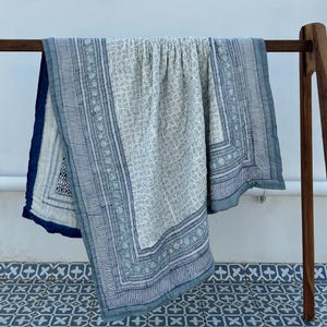 Hand Block Printed Quilt Reversible Jaipuri razai Cotton Voile Handmade Floral Quilt Jaipuri Quilt Cozy Comforter Cotton Quilt Kantha Quilt