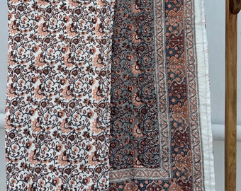 Comforter Quilt Hand Block Printed 100% Pure Cotton Cloth Quilted Throw Blanket Cover for Couch and Bed Lap Bedding Coverlet Oversized Quilt