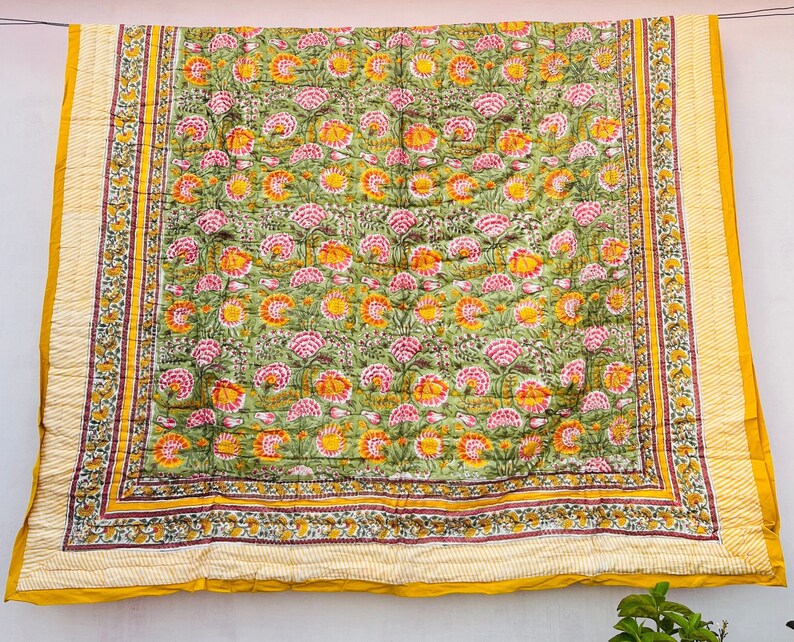 Anokhi Indian Jaipuri Block Print Quilt Printed Reversible Etsy