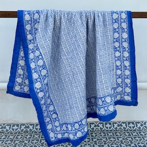 Indian Handmade Cotton Quilt,Hand Block Printed Quilt,Queen Size Bedspread blanket,Lightweight Soft Quilt,Oversized Quilt Bedding Coverlet