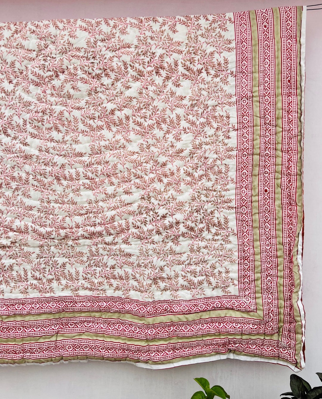 Anokhi Indian Jaipuri Block Print Quilt Printed Reversible Razai Cotton