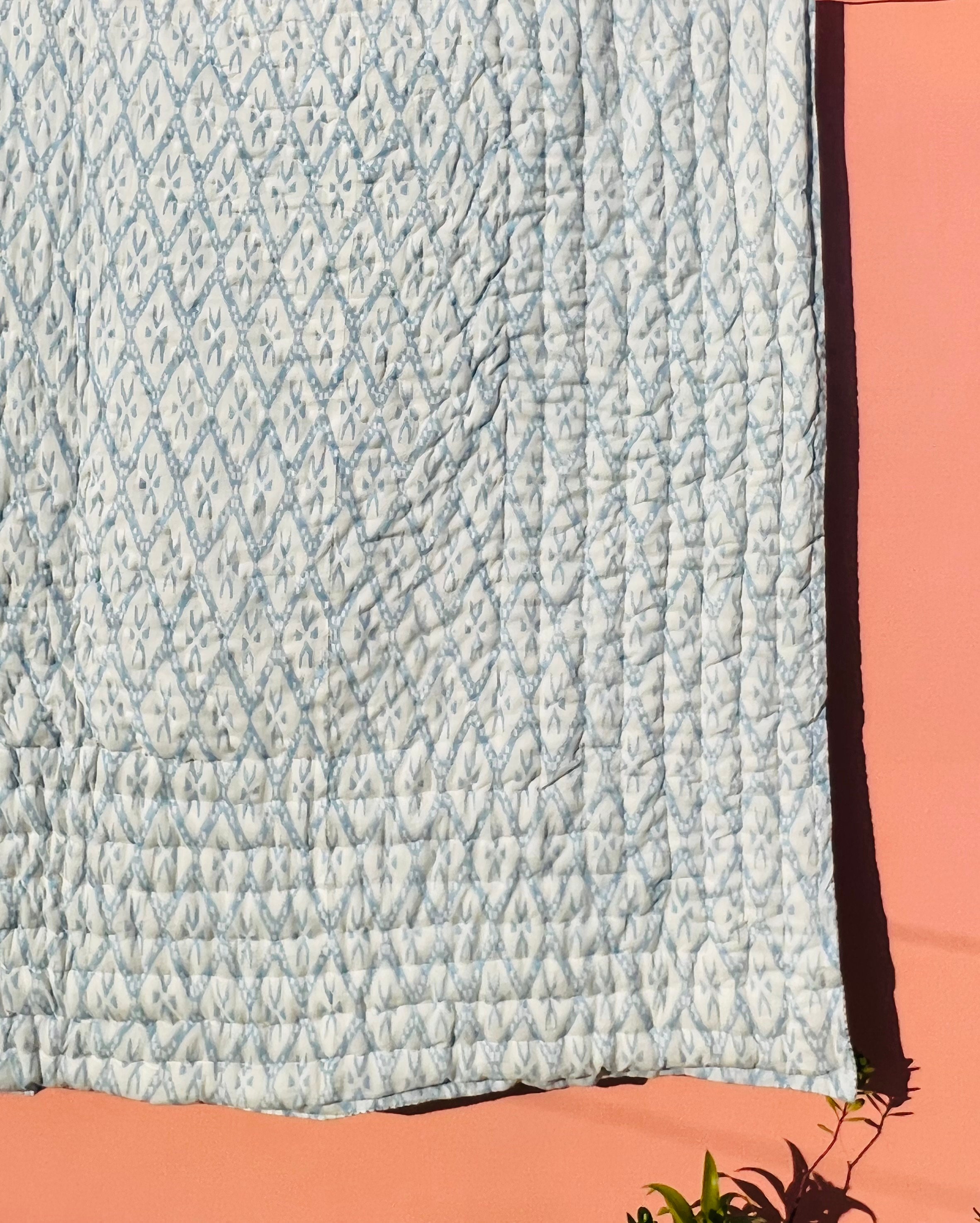 Reversible Quilt Soft Cotton Quilt Hand Block Print Quilt Floral Print