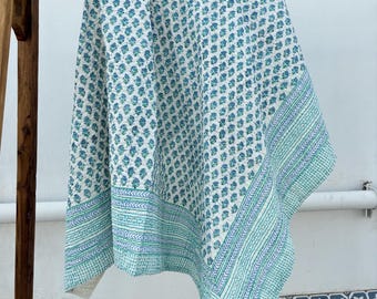Edredón Kantha estampado a mano, colcha de algodón Jaipuri, manta floral hecha a mano, edredones indios