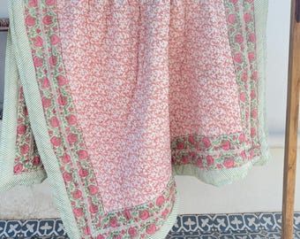 Block Print Quilt Printed Reversible Razai Cotton Handmade Floral Quilt, Jaipuri razai, Bedspread Comforter