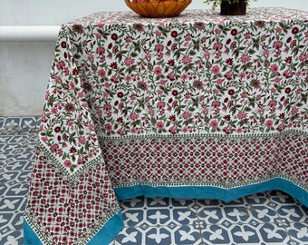 Mantel bohemio de algodón con estampado floral hecho a mano para mesa de comedor o cocina, regalo bohemio