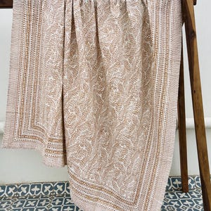 Couette indienne imprimée à la main, couvre-lits et jetés bohèmes, couette florale en coton faite main, couette kantha taille grand, jeté de couvre-lit