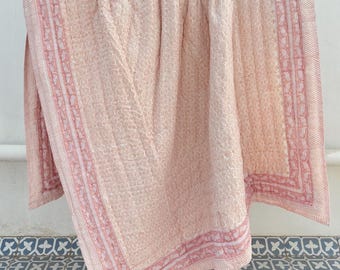 Anokhi Block Printed Cotton Quilt: Reversible Floral Jaipuri Razai Handmade Queen Comforter