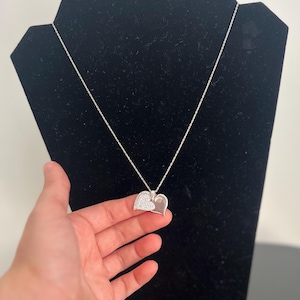 Elegant Silver Double Heart Pendant Necklace – Perfect Gift for Loved Ones