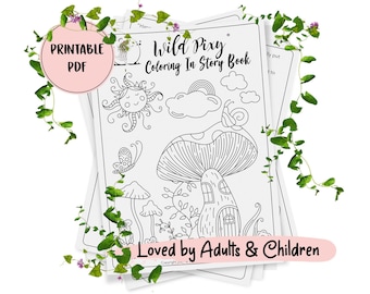 Coloring In Storybook for Kids and Adults Instant Download, Printable PDF Creativity Book, Coloring 14 Pages, Children Activities, Wild Pixy