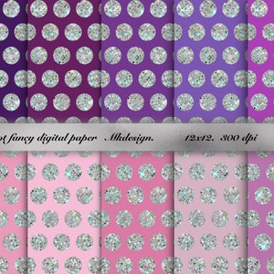 Pink and purple polka dot fancy digital paper