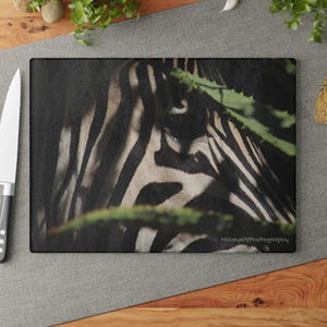 Zebra cutting board, Charcuterie board, chopping board, cheese board, custom photo board, for her, kitchen, mothers day, Glass Cutting Board