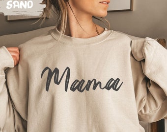 Mama Crewneck Sweatshirt Minimalist Cool Mom Sweater Gift For Mother's Day Mommy New Mother Motherhood