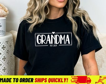 Grandma Est 2024 Comfort Color T-Shirt For Grandmother Grammy To Be Comfy Shirt, Gifts For Grandmom Gigi Tee-shirts