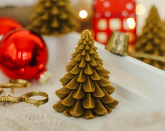 Christmas Tree Shaped Beeswax Candle, Christmas Gift Candle, Christmas Home Decor, Handpoured Organic Candle