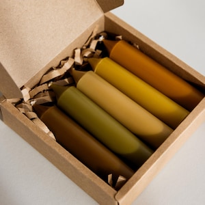 Short Boho Colored Taper Candle, Beeswax Candle, Boho Style Candle, Autumn Home Decor, Organic Candle, Set of 5 Taper Candle, Tableware Fall