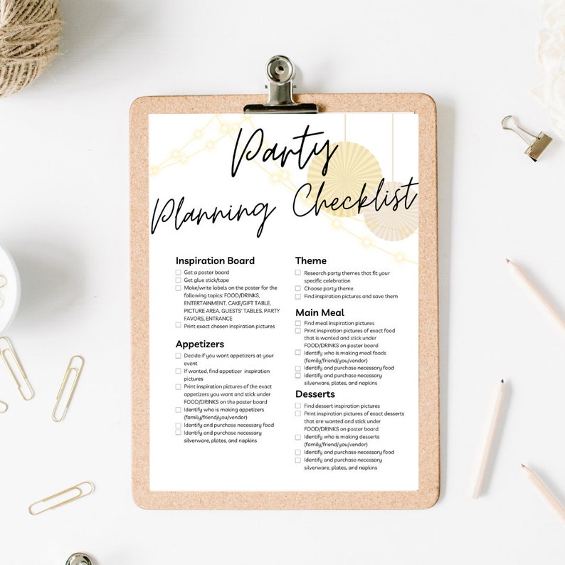 Party Planning Checklist - Etsy