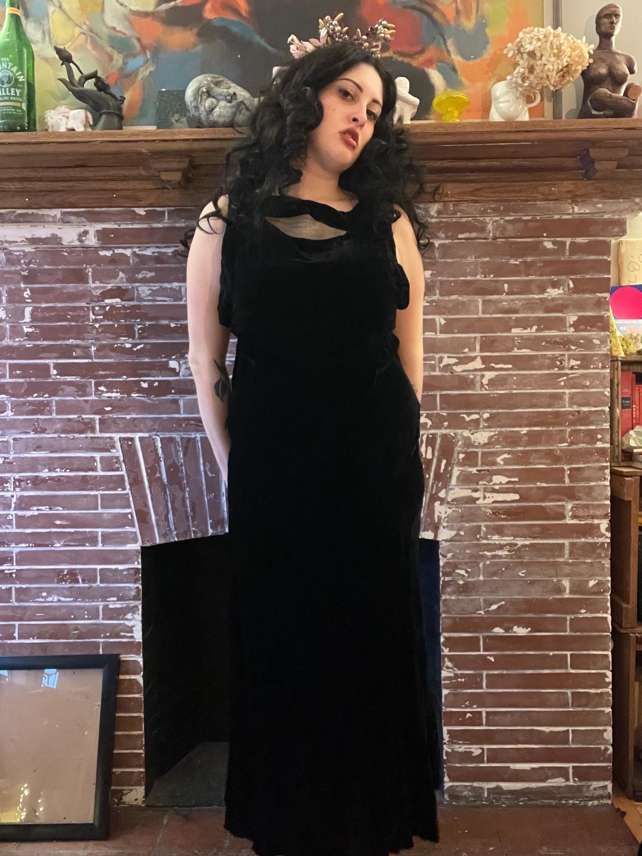 chinese dress ladies Black Velvet Cut Out Maxi Dress – self-portrait main image 1