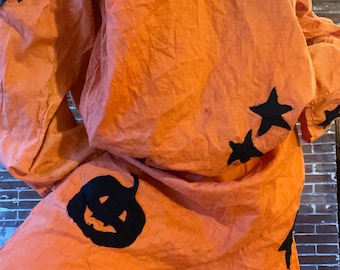 absolutely amazing antique 1910s/20s style halloween costume pumpkin jumpsuit made from antique parts